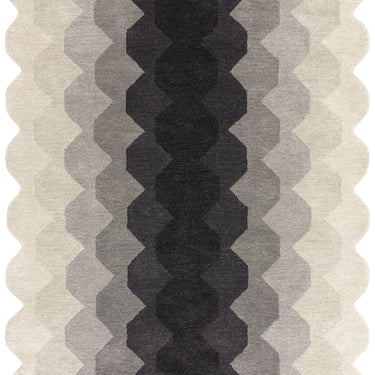 Hive Rug Modern Soft 100% Wool Hand Tufted Elegant Geometric  Gradient Effect Rug in Charcoal Grey
