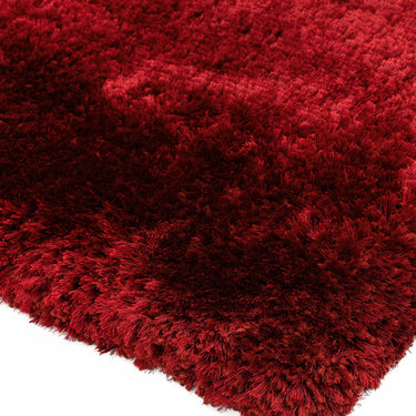 Plush Plain Shaggy High Pile Thick Silky Fluffy Soft Hand Woven Red Rug