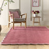 Origins Scalloped Border Elsie Tufted Coral Lilac Wool Bordered Hallway Runner Rug - Large 160x230 cm (5'3"x7'7")