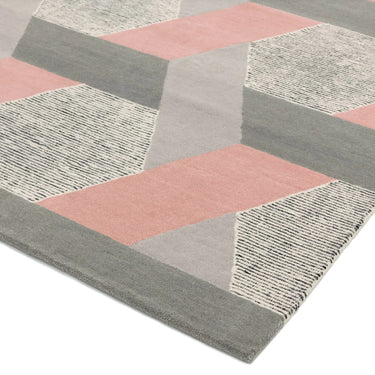 Asiatic London Camden Tufted Pink Grey Wool Viscose Geometric Textured Rug