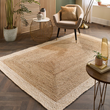 Braid Stitched Natural White Indoor Outdoor Handmade Jute Braided Rug - Medium 120x170 cm (4'x5'6")