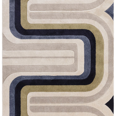 Asiatic London Sketch Contour Retro Living Blue Multi Hand-Carved Polypropylene Abstract Geometric Rug 200x290 cm