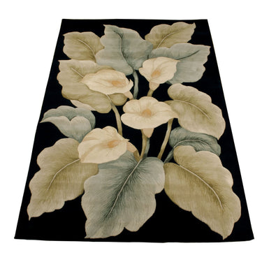 Nourison Tropics TS08 Black Gold Pure Tufted Wool Cotton Floral Rug 160x230 cm