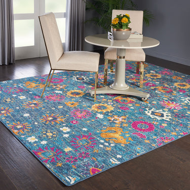 Nourison Passion PSN01 Floral Persian Rug in Denim