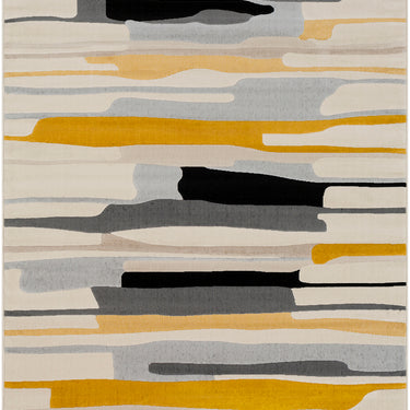 City CIT2340 Ochre Charcoal Painted Stripes Washable Jute Polypropylene Abstract Hallway Runner Rug
