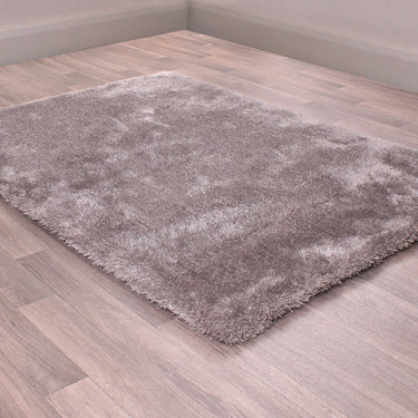 Indigo Plain High Pile Sparkle Soft Shaggy Silver Rug