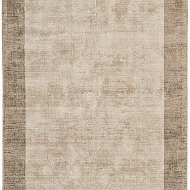Blade Border Plain Silky Hand Woven Viscose Rug in Smoke Putty Border