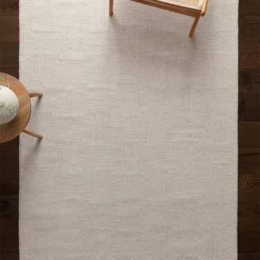 Theodore Hatch Modern Contemporary Wool Blend Hand-Tufted White & Sand Rug - Medium 120x170 cm (4'x5'6")
