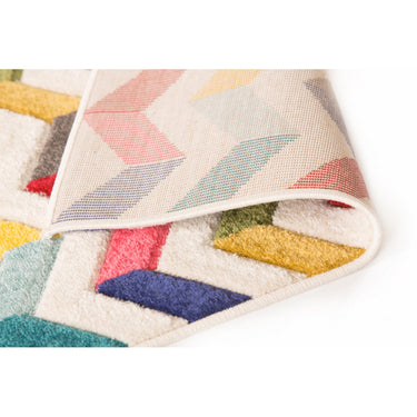 Spectra Carved Coral Geometric Rainbow Bright Multi Coloured Soft Rug Hallway Runner 66 x 230 cm (2'5''x7'7'')