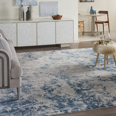 Nourison Rustic Textures RUS16 Grey Blue Jute Abstract Textured Rug