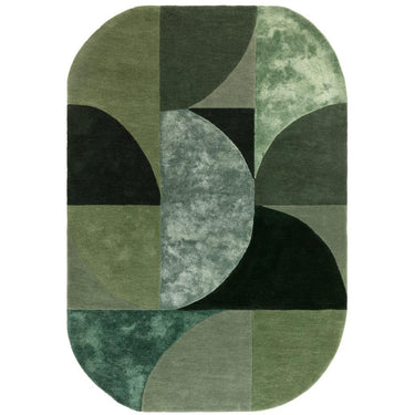 Matrix Oval Soft Wool Viscose Rug Vintage Geometric Hand Carved Rug