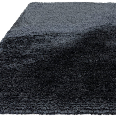 Plush Plain Shaggy High Pile Thick Silky Fluffy Soft Hand Woven Navy Blue Rug