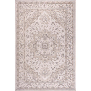 Traditional Persian Medallion Floral Indoor Outdoor Rug in Grey Medium Size 120x170 cm