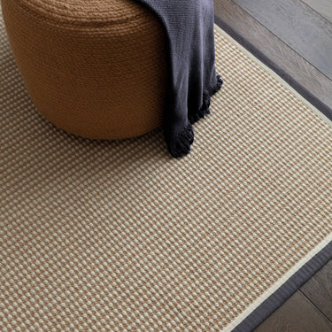 Korra Single Loop Slate Cream Wool & Jute Rug with Cotton Border