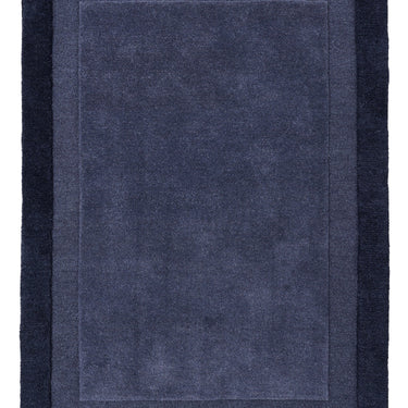 Origins Stacked Border Blue Wool Textured Bordered Rug