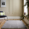 Origins Charcoal Squared Tufted Grey Wool Geometric Textured Striped Rug - Small 80x150 cm (2'6"x5')