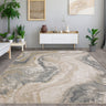 Seville Oro Short Pile Touch Silky Beige Natural Abstract Modern Soft Rug - Medium 120x180 cm (4'x6')