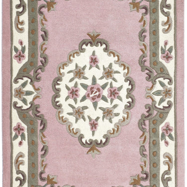Origins Aubusson Shensi Traditional Wool Round, Hallway, Halfmoon Rug in Pink