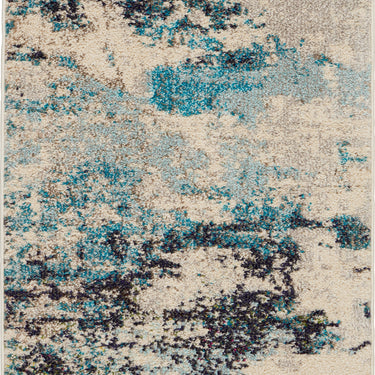 Celestial CES02 Modern Abstract Ivory Teal Blue Rug by Nourison
