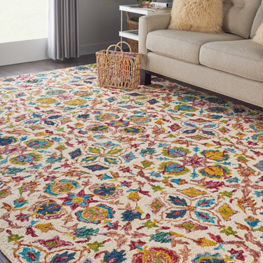Vibrant Blossom Wool Hand Tufted Floral Rug by Nourison in Multicolours