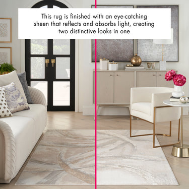 Brushstrokes BSK01 Artistry Silky Shimmer Beige Grey Polypropylene Abstract Textured Rug