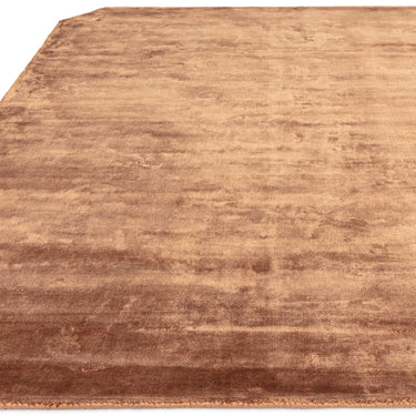 Gleam Luxury Contemporary Modern Silky Shiny Plain Hand Woven Terracotta Orange Rug
