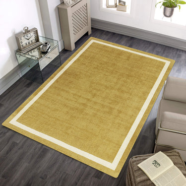 Asiatic London Albi Ochre Yellow Border Classic Pure Wool Bordered Modern Rug