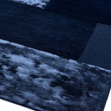 Asiatic London Tate Blocks Navy Blue Hand-Carved Wool Viscose Geometric Rug