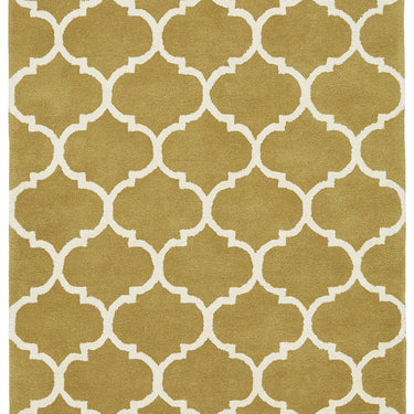 Albany Ogee Traditional Morroccan Trellis Design Hand Tufted Wool Rug in Ochre