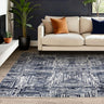 Asiatic London Kuza Portrait New Linear Pattern Navy Blue Polypropylene Abstract Textured Distressed Rug - Medium 120x170 cm (4'x5'6")