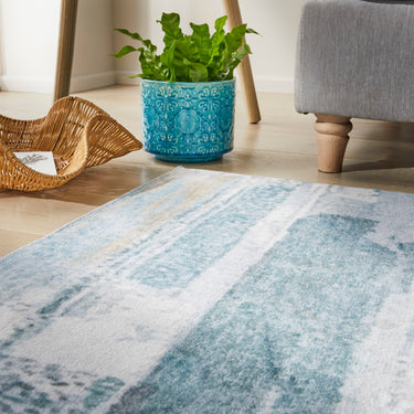 Consept Looms Liberty LIB101 Sky Blue Washable Non-Slip Modern Rug