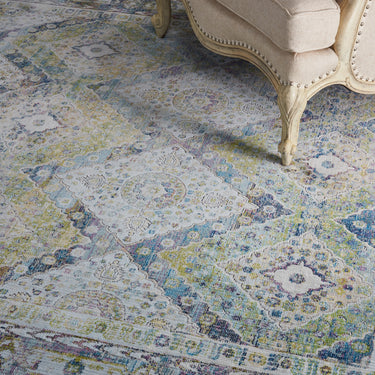 Nourison Ankara Vintage Antique Traditional ANR07 Rug Runner Round in Blue Green