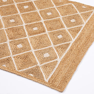 Natural Jute Hand Braided Diamond Rug for Indoor Sheltered Outdoor Reversible Rug in Medium Size 120x170 (4'x5'6")