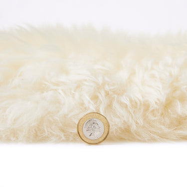 High Pile Fluffy Ivory Handmade Wool Sheepskin Textured Rug 160x230 cm