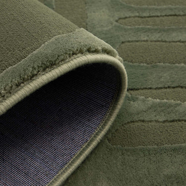 Origins Pathway Green Non-Slip Cotton Abstract Rug