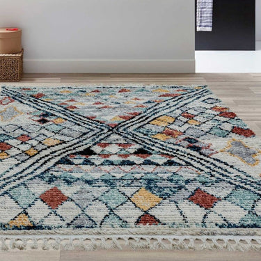 Cyrus CY09 Aryn Traditional Nomadic Moroccan Tribal Berber Style Fringed Soft Rug in Multi