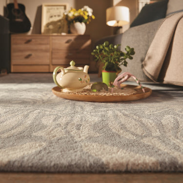 Origins Heritage Pure Damask Tufted Lavender Wool Cotton Traditional Floral Rug