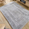 Origins Frame Tufted Silky Thick Silver Shaggy Bordered Modern Rug - Medium 120x170 cm (4'x5'6")