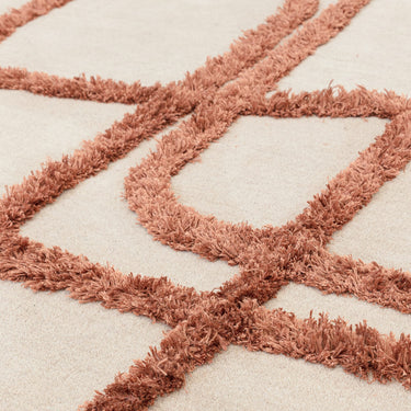 Matrix Infinity Retro Tufted Soft Silky Ivory Copper Brown Wool Viscose Abstract Geometric Rug