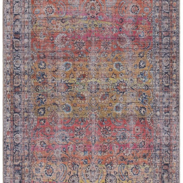 Kaya Tara KY13 Traditional Classic Persian Floral Flatweave Washable Rug in Red Yellow Multi