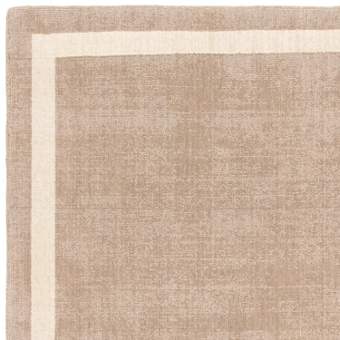 Albi Sand Beige Hand Woven Hall Runner Border Classic Plain Pure Wool Rug