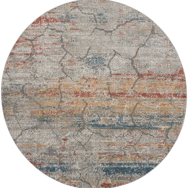 Rustic Textures RUS11 Modern Abstract Circle Round Rug in Multi Colours