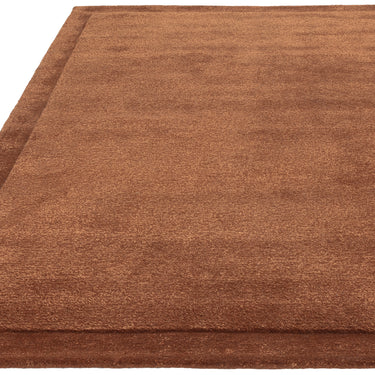 Asiatic London Rise Soft Silky Shiny Rust Terracotta Hand-Carved Wool Viscose Cotton Rug
