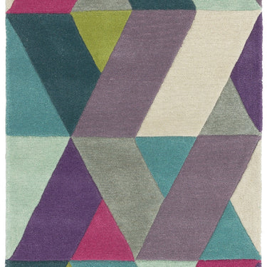Funk Hand Tufted Wool Chevron Geometric Multi Coloured Blue Green Rug Hall Runner