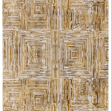 Asiatic London Kuza Portrait New Linear Pattern Gold Yellow Polypropylene Abstract Textured Distressed Rug