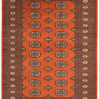 Bokhara Hand Made Rug Traditional Classic Wool Bordered Soft Rust Orange Rug