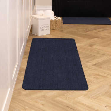 Washable Non Slip Soft French Navy Door Mat Hallway Entrance Rug - Runner 50x150 cm (1'7"x5')