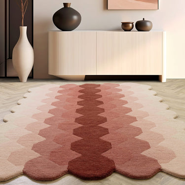 Hive Rug Modern Soft 100% Wool Hand Tufted Elegant Geometric Gradient Effect Rug in Pink