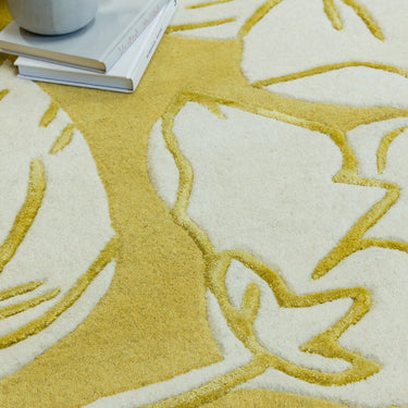 Matrix MAX15 Devore Contemporary Silky Tufted Yellow Wool Viscose Abstract Geometric Rug