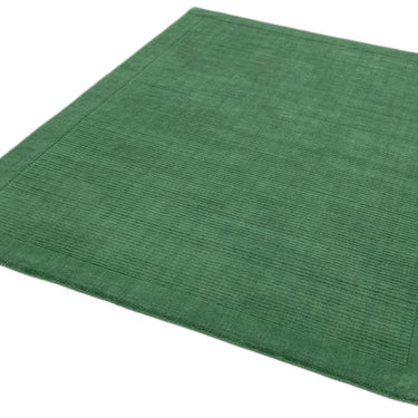 York 100% Wool Rug Hand Made Modern Plain Bordered Rug in Forest Green